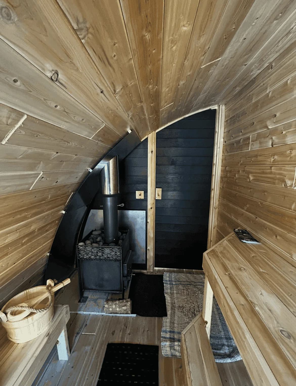 The Cedar Arch mobile sauna being delivered in Northwoods Wisconsin