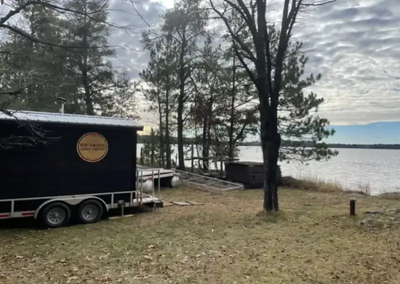 The Big Lake Sauna - Premium mobile sauna rental with cedar construction and wood-fired heating